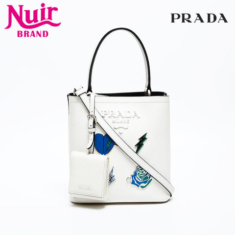 PRADA Saffiano 2way Pannier Small Handbag white WS20723