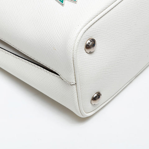 PRADA Saffiano 2way Pannier Small Handbag white WS20723