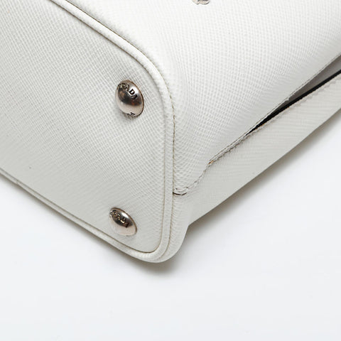 PRADA Saffiano 2way Pannier Small Handbag white WS20723