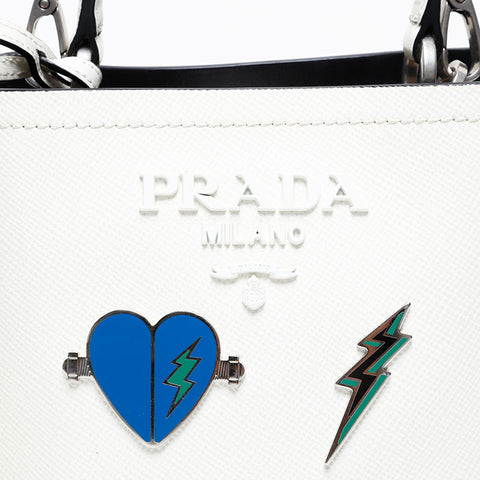 PRADA Saffiano 2way Pannier Small Handbag white WS20723