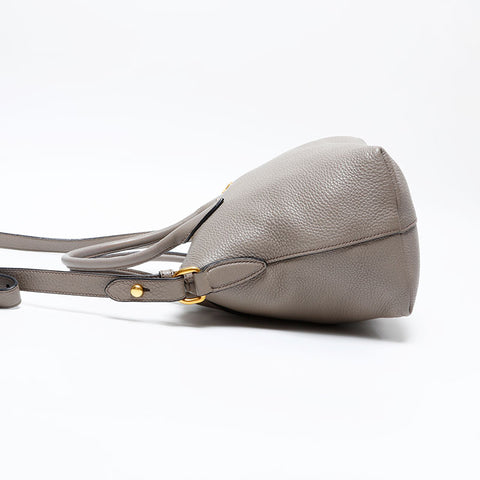 PRADA Leather 2way Handbag gray WS20724