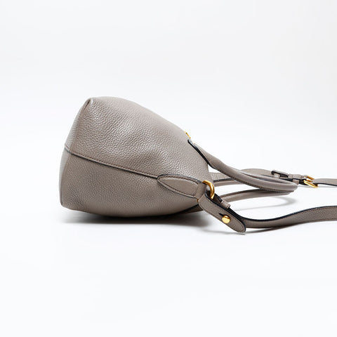 PRADA Leather 2way Handbag gray WS20724