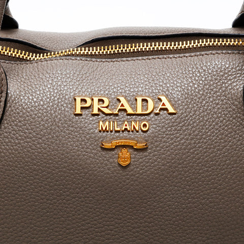 PRADA Leather 2way Handbag gray WS20724