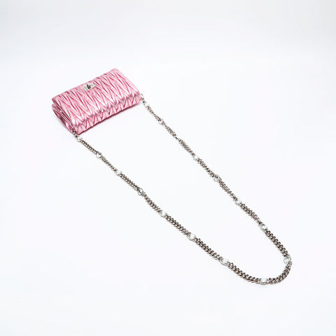 Miu Miu Matelasse Crystal Metallic Shoulder Bag pink WS20725