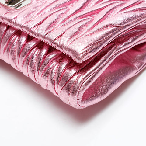 Miu Miu Matelasse Crystal Metallic Shoulder Bag pink WS20725