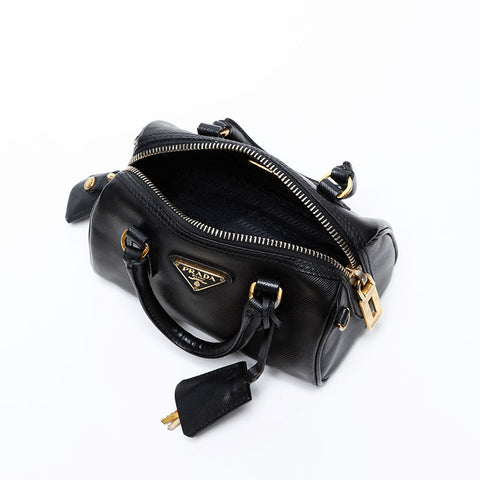 PRADA Mini 2way Boston Saffiano Shoulder Bag black WS20726