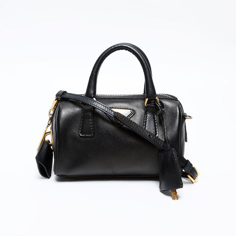 PRADA Mini 2way Boston Saffiano Shoulder Bag black WS20726