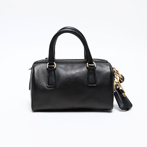 PRADA Mini 2way Boston Saffiano Shoulder Bag black WS20726