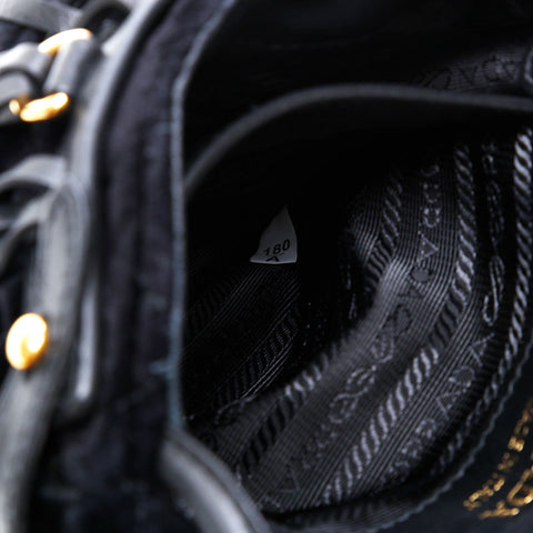 PRADA Velvet velor Shoulder Bag black WS20727