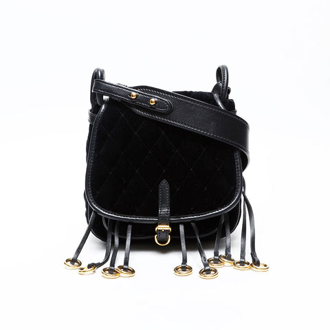 PRADA Velvet velor Shoulder Bag black WS20727