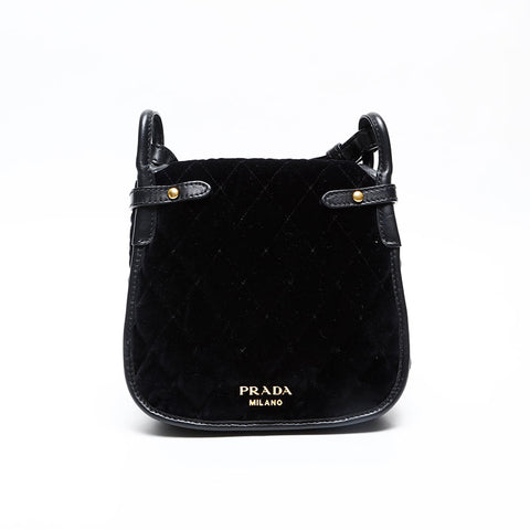 PRADA Velvet velor Shoulder Bag black WS20727