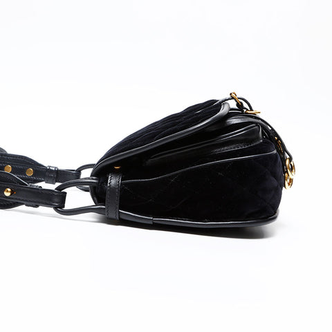 PRADA Velvet velor Shoulder Bag black WS20727