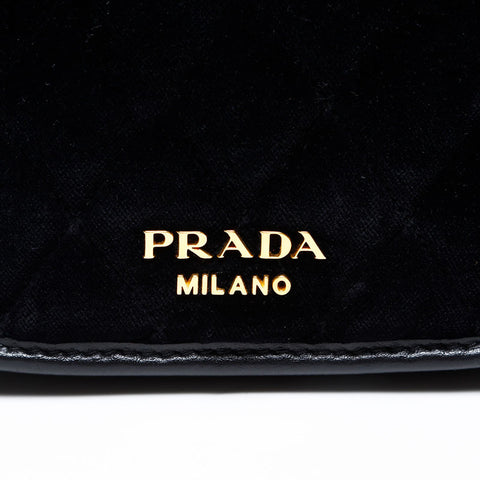 PRADA Velvet velor Shoulder Bag black WS20727