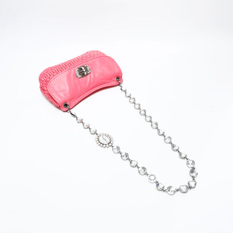 Miu Miu Nappa leather, matelassé and crystals Shoulder Bag pink WS20728