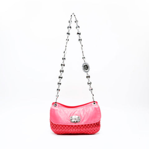 Miu Miu Nappa leather, matelassé and crystals Shoulder Bag pink WS20728