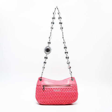 Miu Miu Nappa leather, matelassé and crystals Shoulder Bag pink WS20728