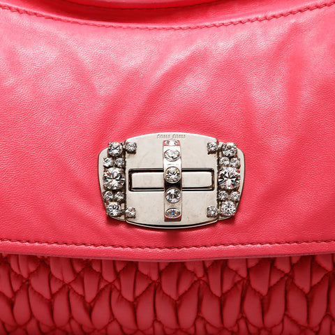 Miu Miu Nappa leather, matelassé and crystals Shoulder Bag pink WS20728