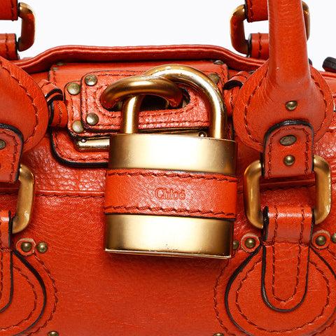 Chloe Leather Paddington Mini Shoulder Bag Orange WS20729