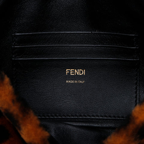 FENDI Fur Zucca Mamma Bucket Shoulder Bag Brown WS20731