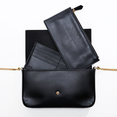 FENDI leather logo Shoulder Bag black WS20732