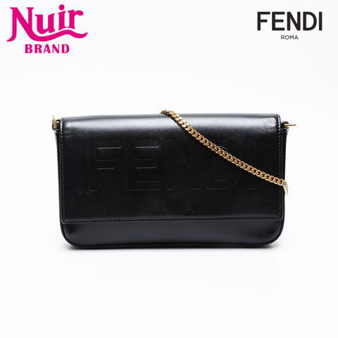 FENDI leather logo Shoulder Bag black WS20732