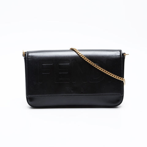 FENDI leather logo Shoulder Bag black WS20732