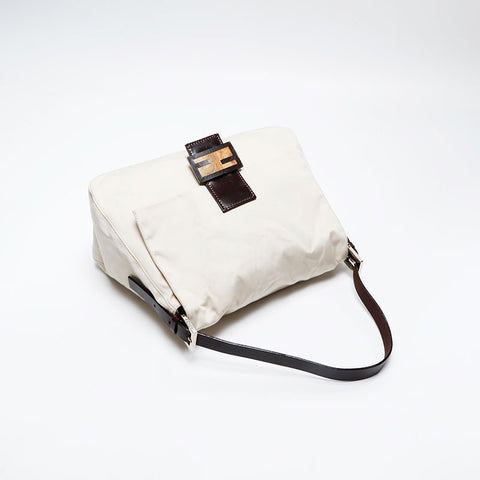 FENDI Canvas Mamma Bucket Shoulder Bag Ivory WS20733