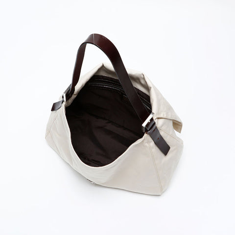 FENDI Canvas Mamma Bucket Shoulder Bag Ivory WS20733