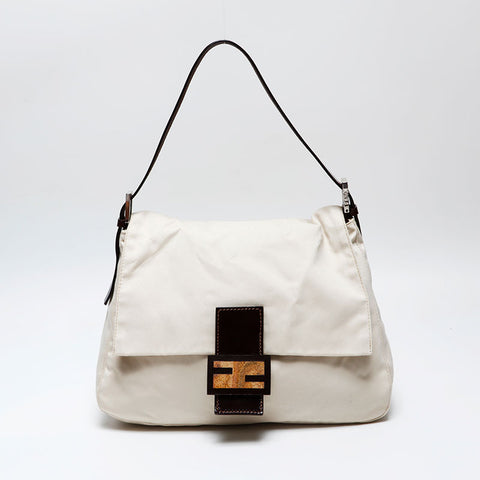 FENDI Canvas Mamma Bucket Shoulder Bag Ivory WS20733