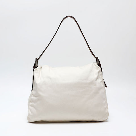FENDI Canvas Mamma Bucket Shoulder Bag Ivory WS20733