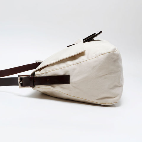 FENDI Canvas Mamma Bucket Shoulder Bag Ivory WS20733