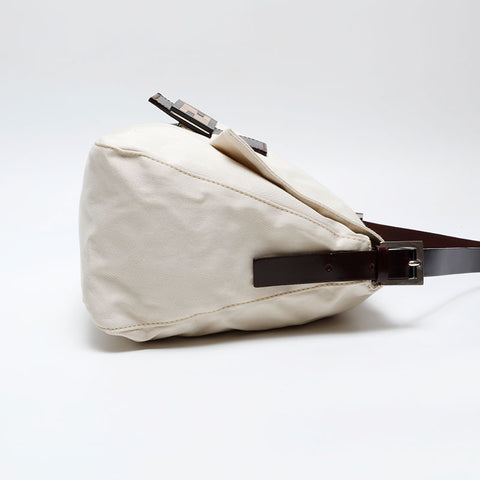 FENDI Canvas Mamma Bucket Shoulder Bag Ivory WS20733