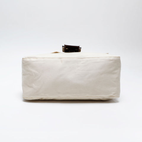 FENDI Canvas Mamma Bucket Shoulder Bag Ivory WS20733