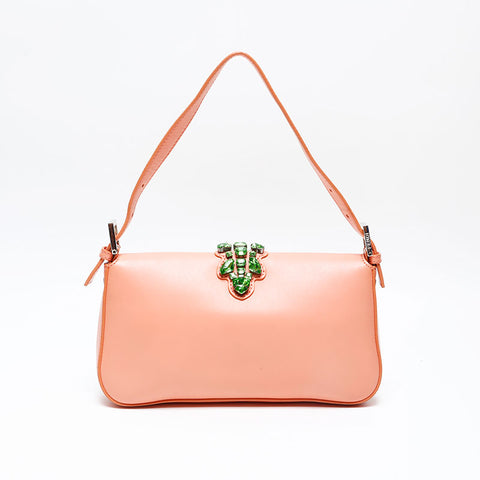 FENDI Crystal Bijou Mamma Bucket Shoulder Bag pink WS20735