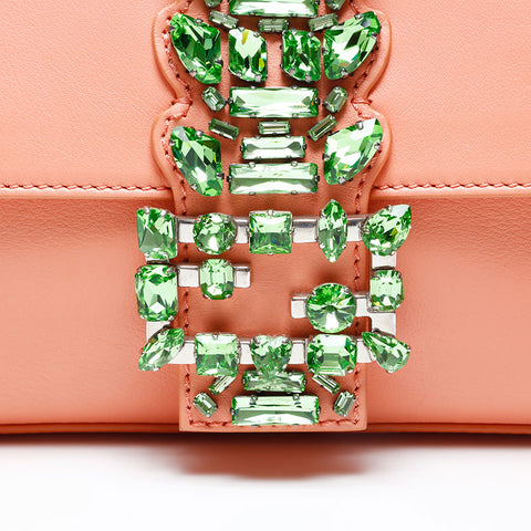FENDI Crystal Bijou Mamma Bucket Shoulder Bag pink WS20735