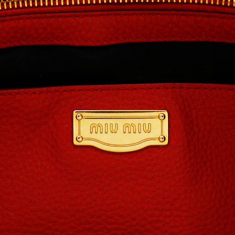 Miu Miu Leather 2way Shoulder Bag Red WS20737