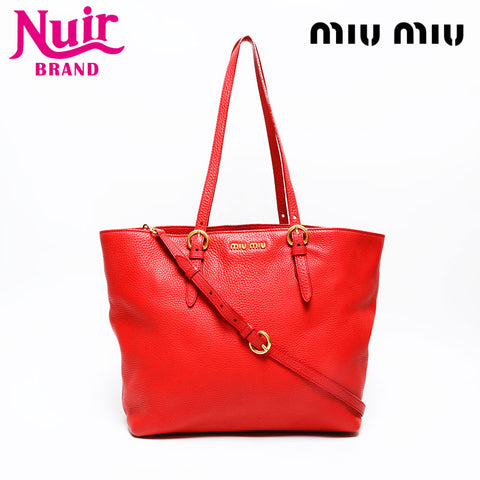 Miu Miu Leather 2way Shoulder Bag Red WS20737