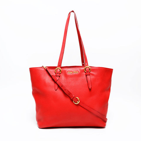 Miu Miu Leather 2way Shoulder Bag Red WS20737