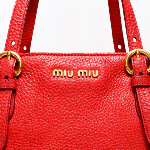 Miu Miu Leather 2way Shoulder Bag Red WS20737