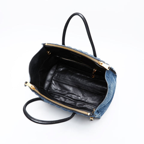 Miu Miu Denim Matelasse 2way Handbag blue WS20738