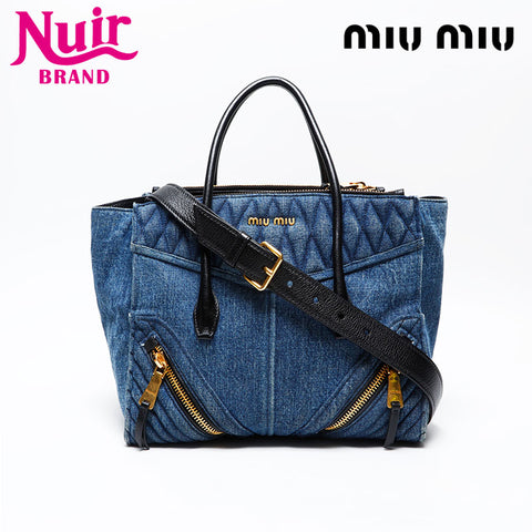 Miu Miu Denim Matelasse 2way Handbag blue WS20738