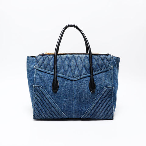 Miu Miu Denim Matelasse 2way Handbag blue WS20738