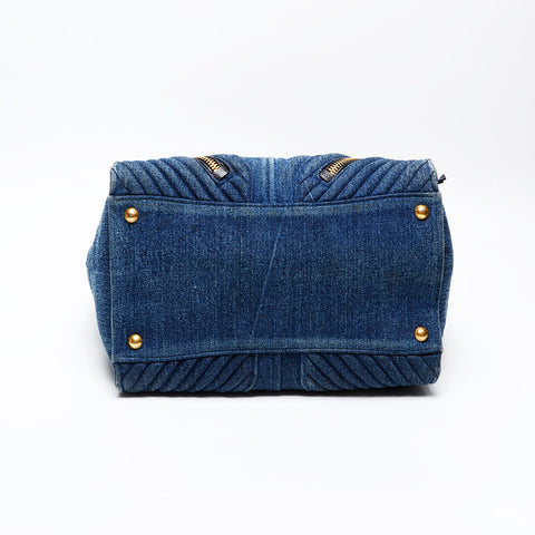 Miu Miu Denim Matelasse 2way Handbag blue WS20738