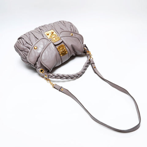 Miu Miu Leather materasse Shoulder Bag gray WS20739
