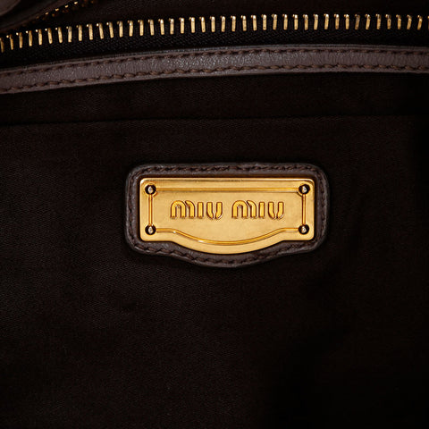 Miu Miu Leather materasse Shoulder Bag gray WS20739