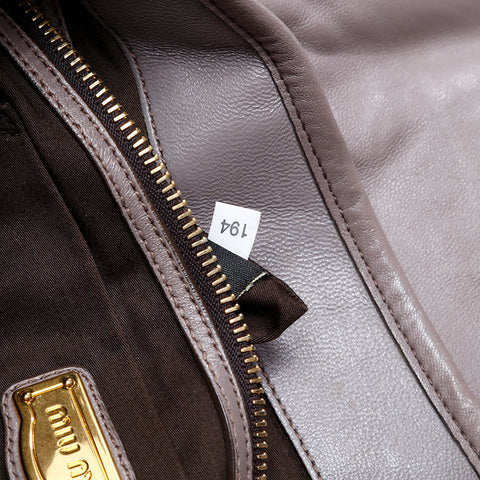 Miu Miu Leather materasse Shoulder Bag gray WS20739