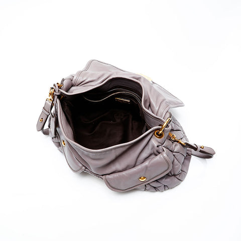 Miu Miu Leather materasse Shoulder Bag gray WS20739