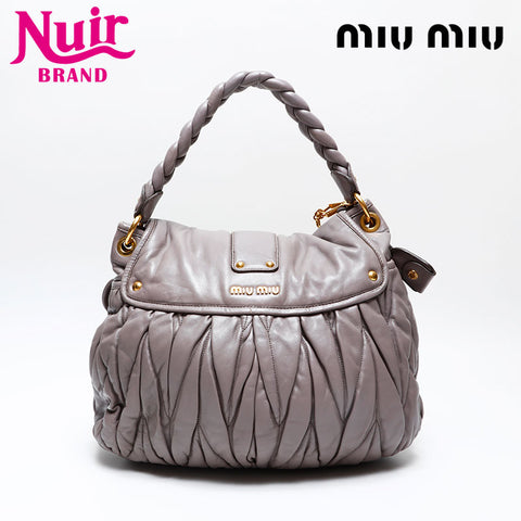 Miu Miu Leather materasse Shoulder Bag gray WS20739