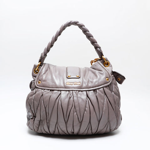 Miu Miu Leather materasse Shoulder Bag gray WS20739