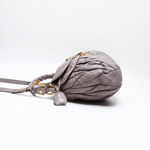 Miu Miu Leather materasse Shoulder Bag gray WS20739